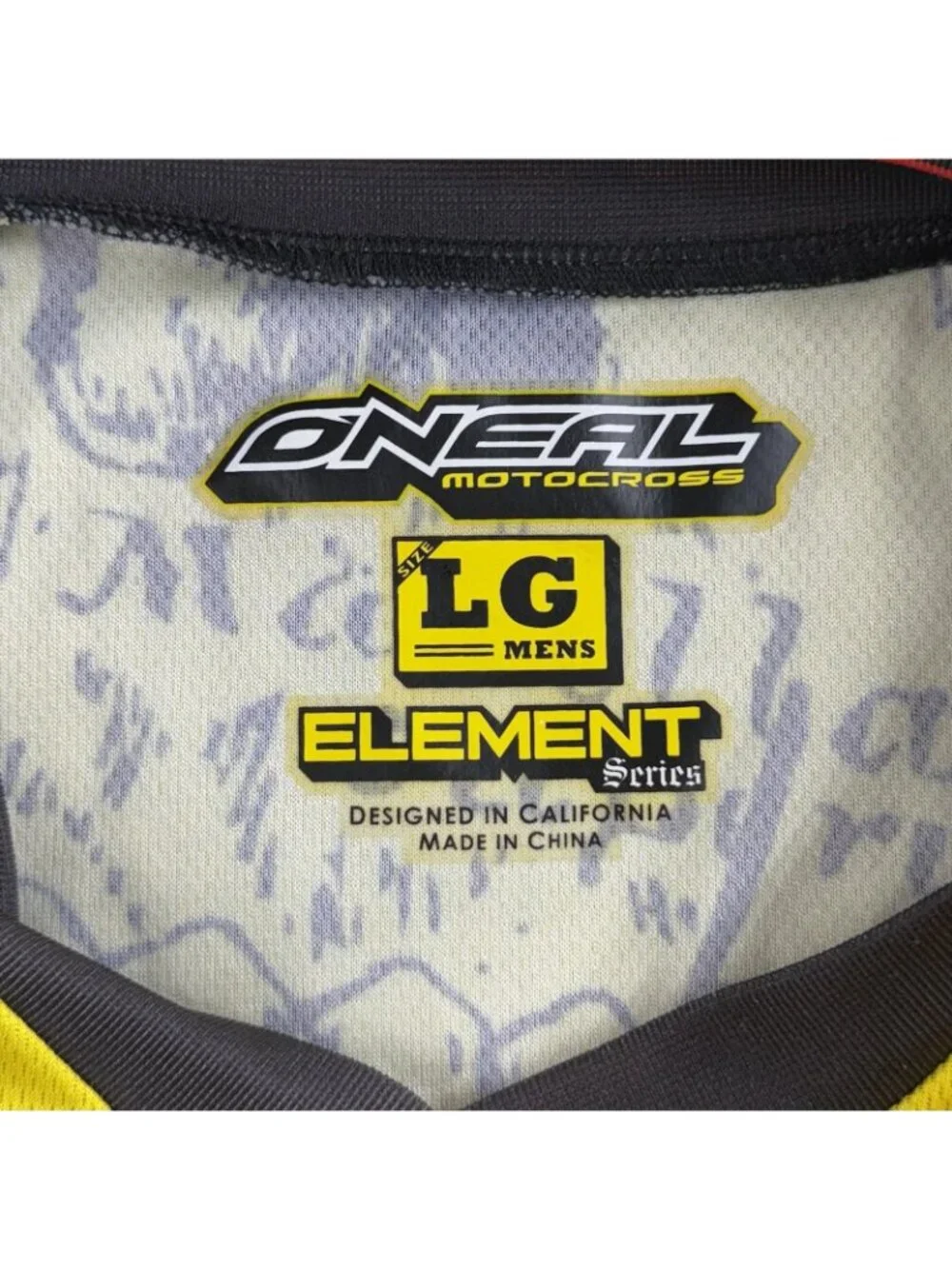 O'Neal Shirt Mens Large Yellow Graphic Element Motocross Jersey Long Sleeve Moto